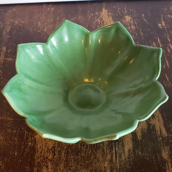 Hand Crafted Other - Vintage Studio Pottery Ceramic Green Lotus Bowl
